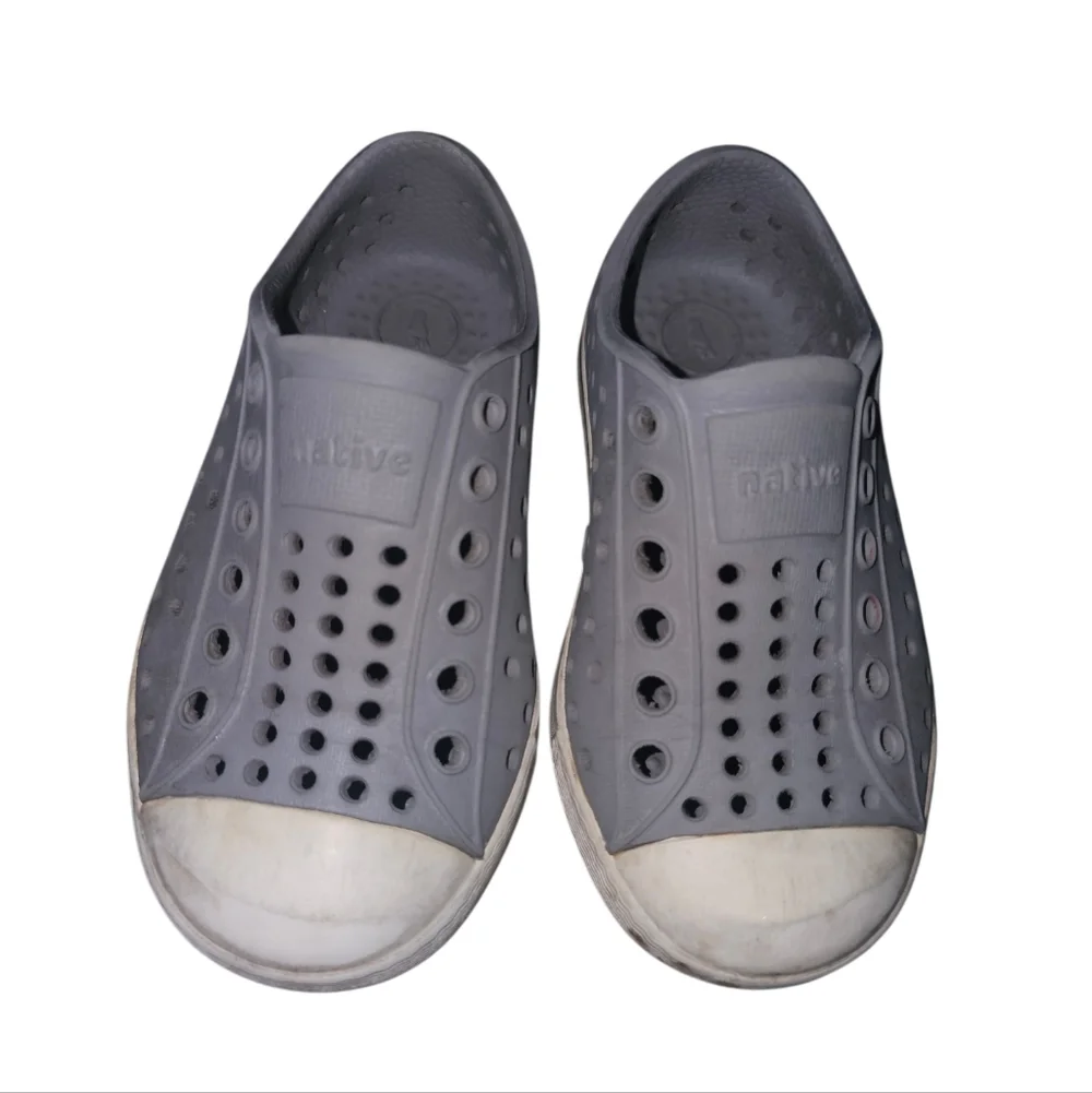 Native Kids Water Shoe Slip-On in Gray with White Toecaps